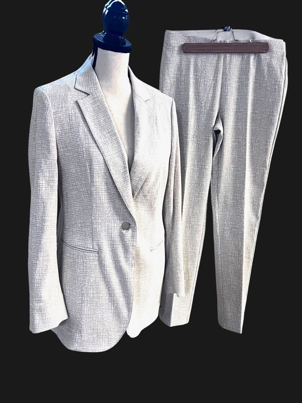 Anne Klein Suit Size M Oatmeal Pant & Blazer Straight Leg